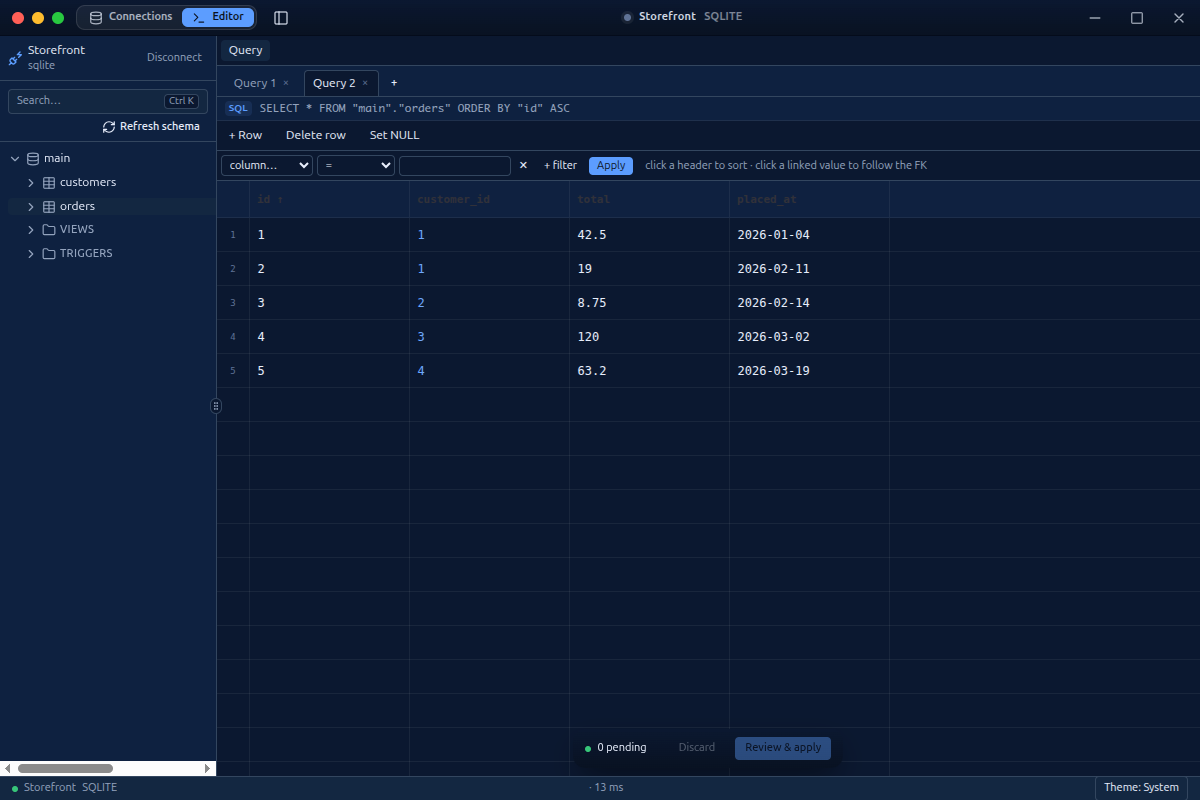 fordb data browse grid