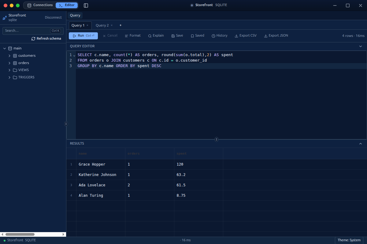 fordb query workbench